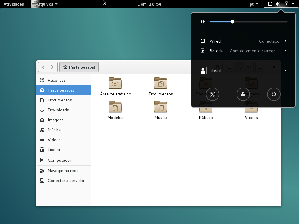 Imagem de tela do GNOME no Debian Jessie
