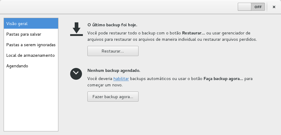 Imagem de tela após backup feito
