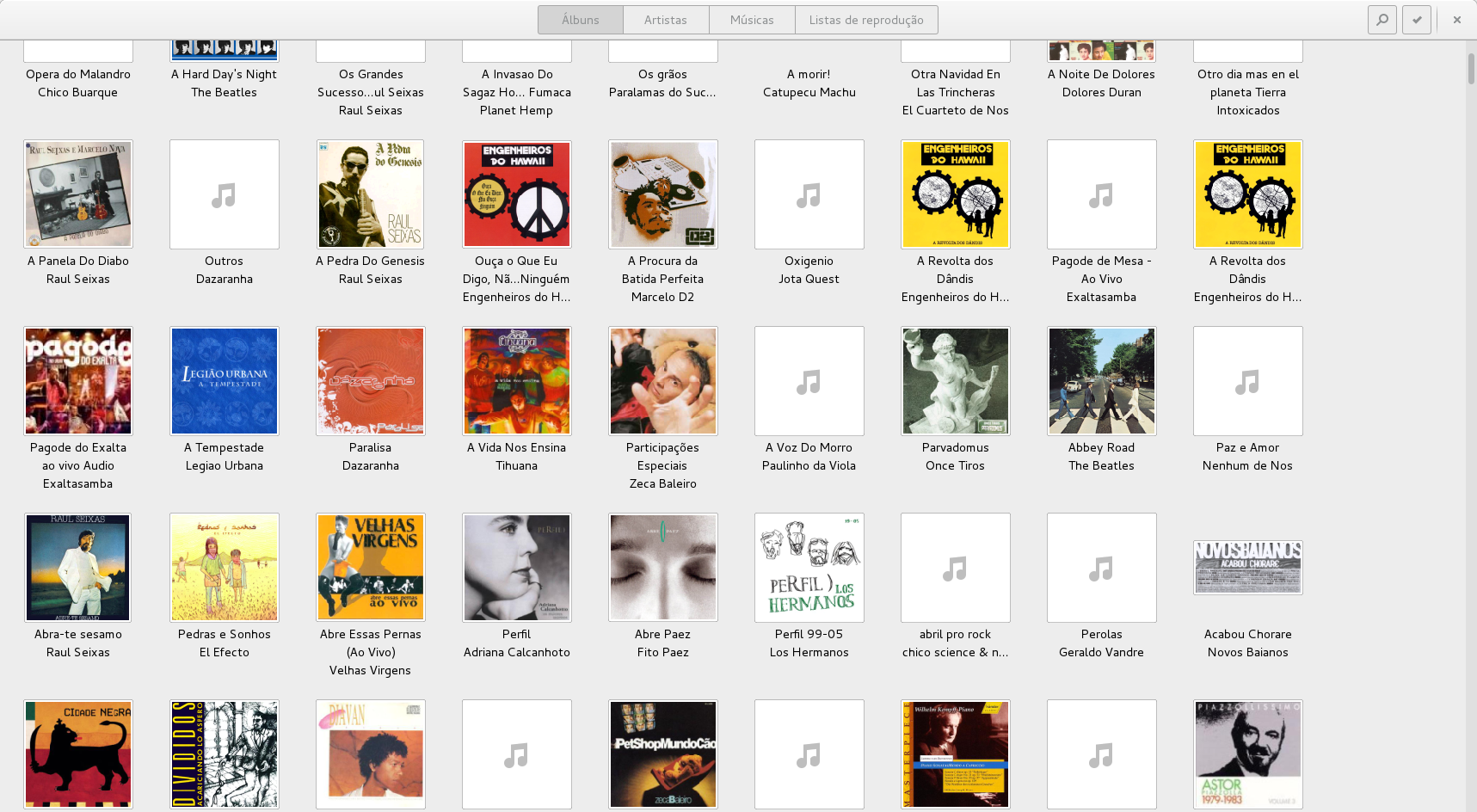 Imagem do GNOME Music funcionando propriamente