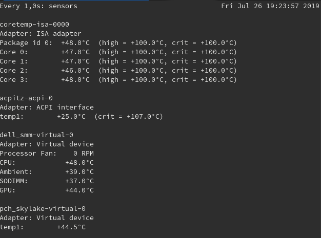 Monitorando a velocidade da CPU com sensors